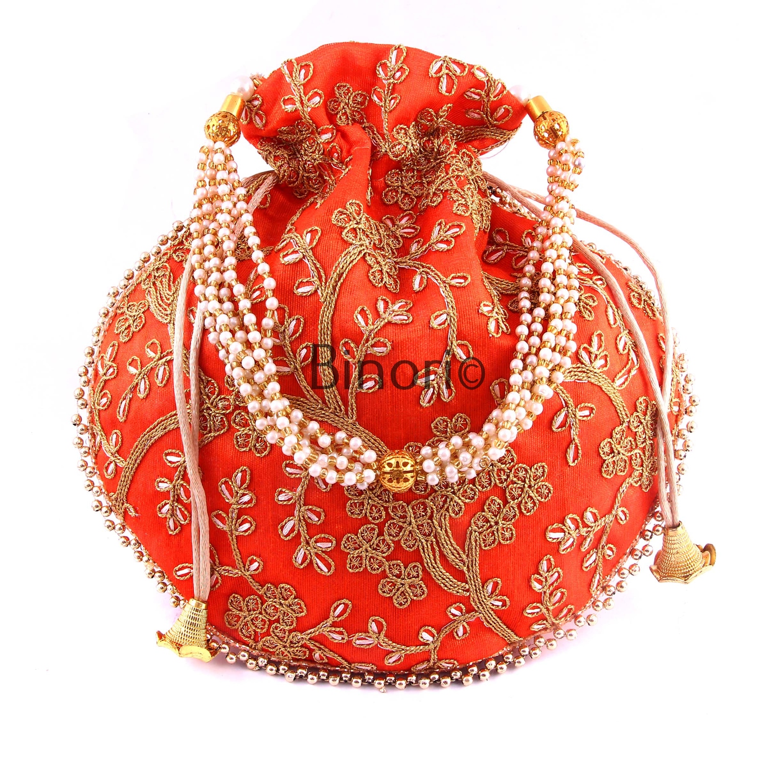 Rajasthani Style Royal Clutch Silk Batwa Bag Wristlets Ethnic Potli for Women's Zari Work Bridal