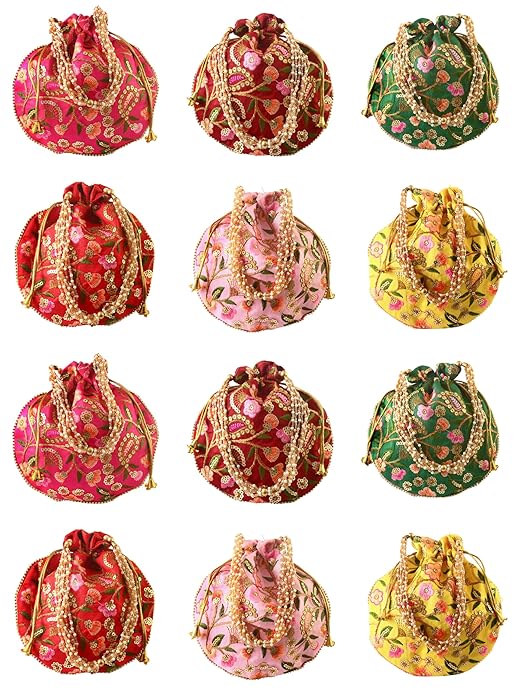 Embroidered Potli Bag Set (Pack of 12)