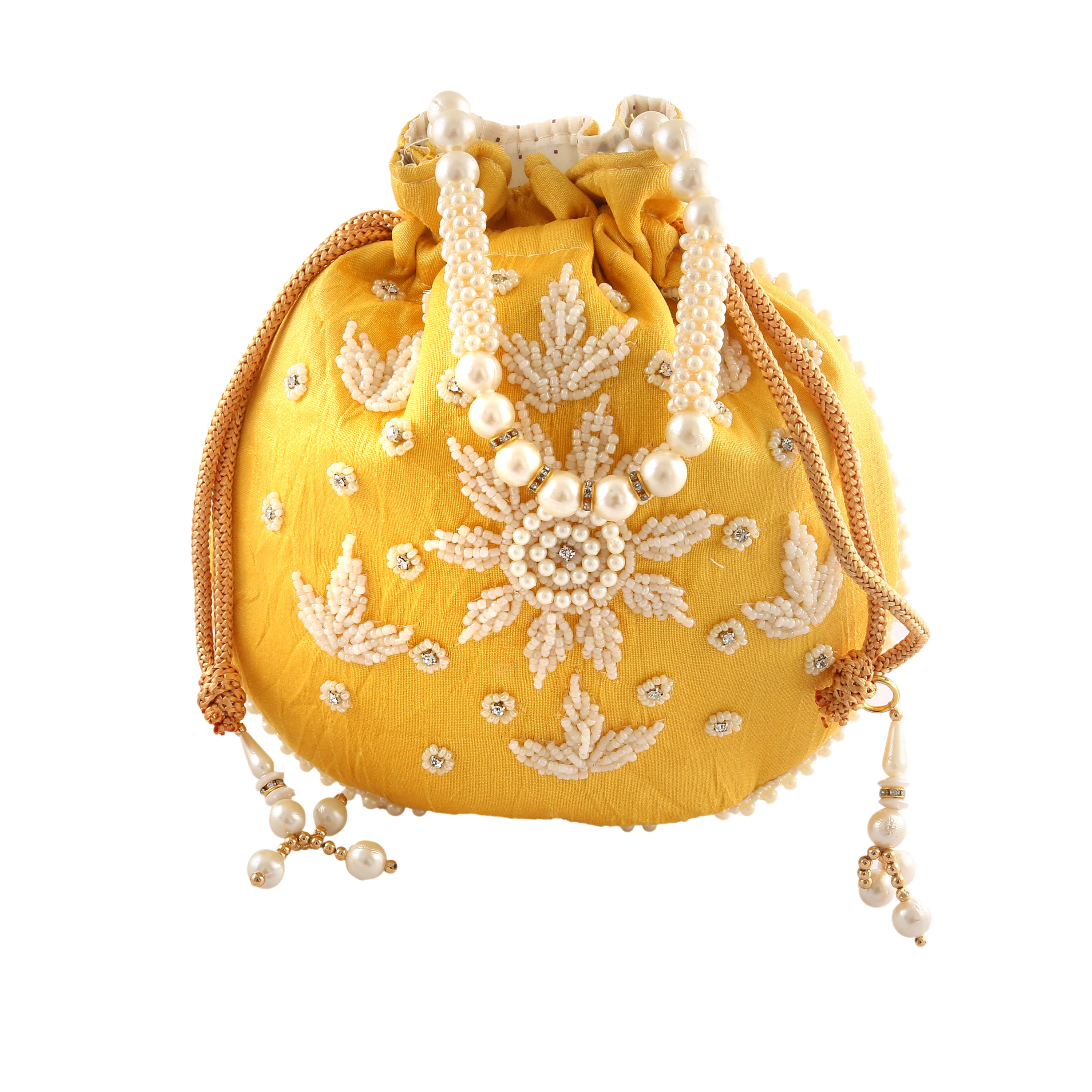 Embroidered Yellow Potli Bag