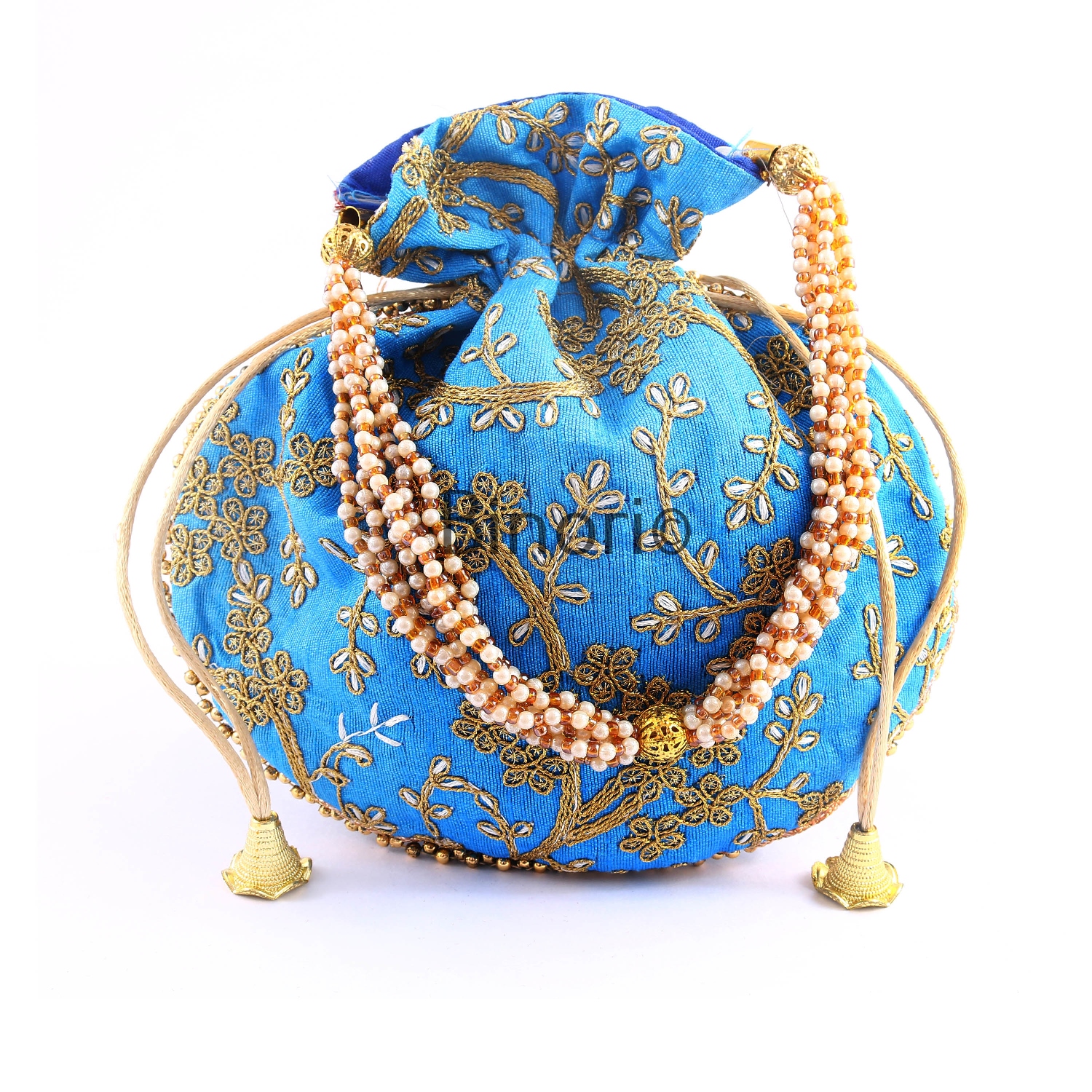Rajasthani Style Royal Clutch Silk Batwa Bag Wristlets Ethnic Potli for Women's Zari Work Bridal