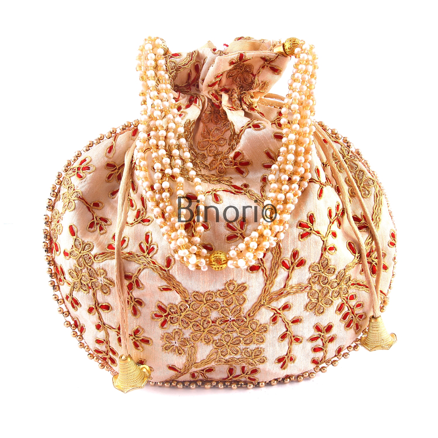 Rajasthani Style Royal Clutch Silk Batwa Bag Wristlets Ethnic Potli for Women's Zari Work Bridal