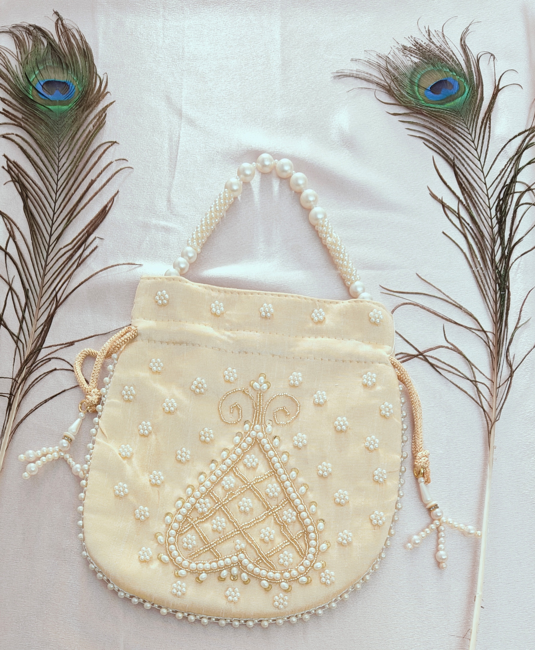 Pearl-Embellished Potli Bag