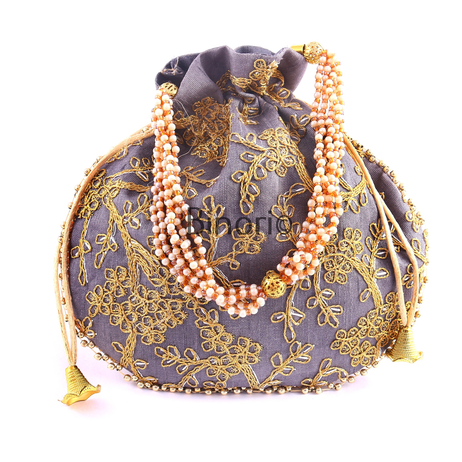 Rajasthani Style Royal Clutch Silk Batwa Bag Wristlets Ethnic Potli for Women's Zari Work Bridal