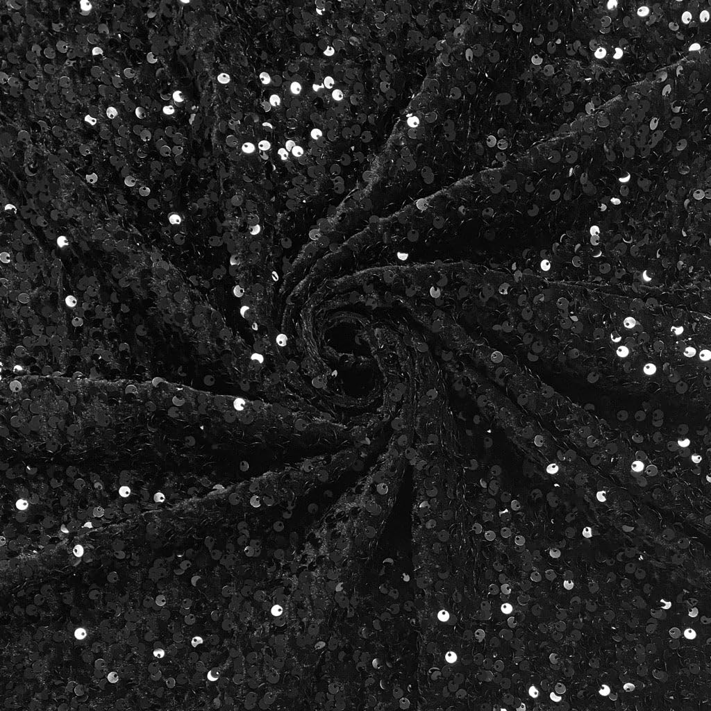 Black Velvet Sequin Fabric