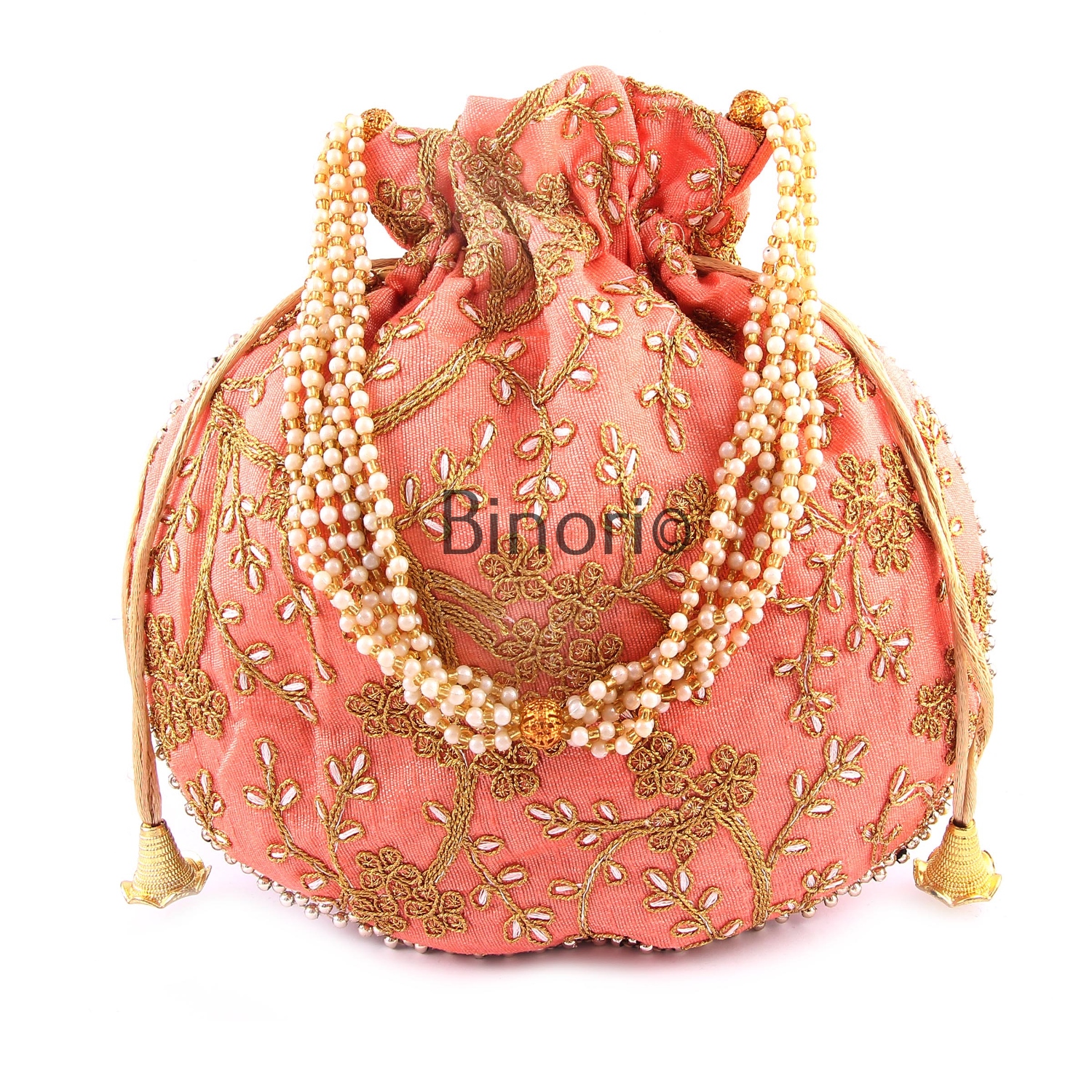Rajasthani Style Royal Clutch Silk Batwa Bag Wristlets Ethnic Potli for Women's Zari Work Bridal