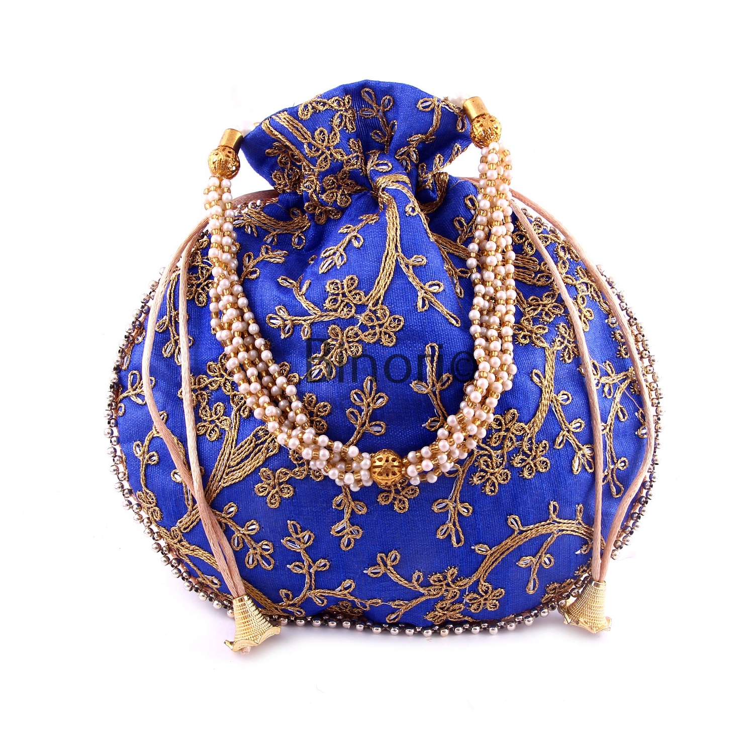 Rajasthani Style Royal Clutch Silk Batwa Bag Wristlets Ethnic Potli for Women's Zari Work Bridal