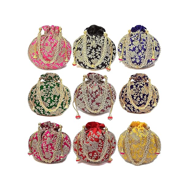 Embroidered Potli Bag Set (Pack of 9)