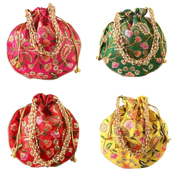 Embroidered Potli Bags Set (Pack of 4)