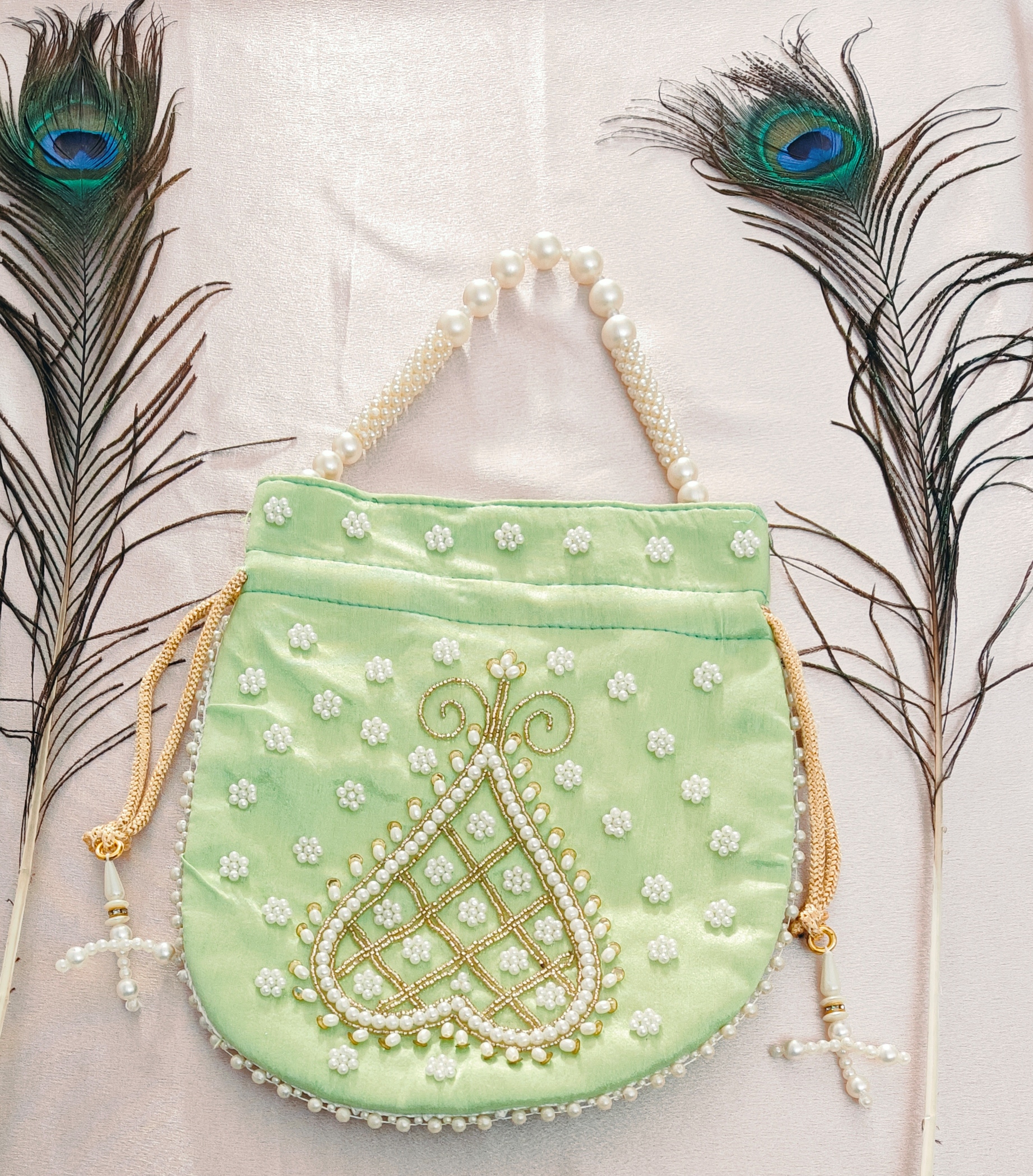 Embroidered Pearl Potli Bag