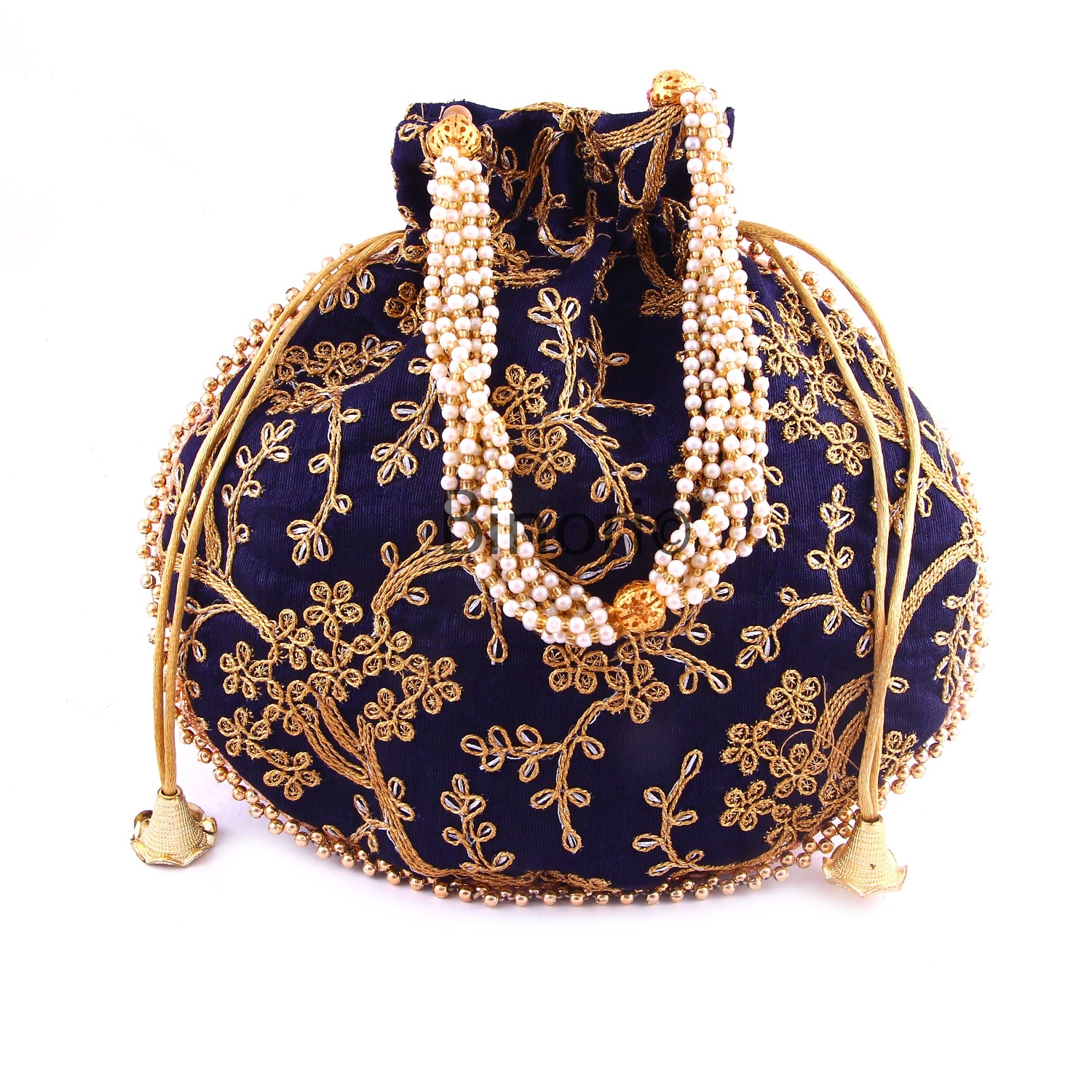 Rajasthani Style Royal Clutch Silk Batwa Bag Wristlets Ethnic Potli for Women's Zari Work Bridal