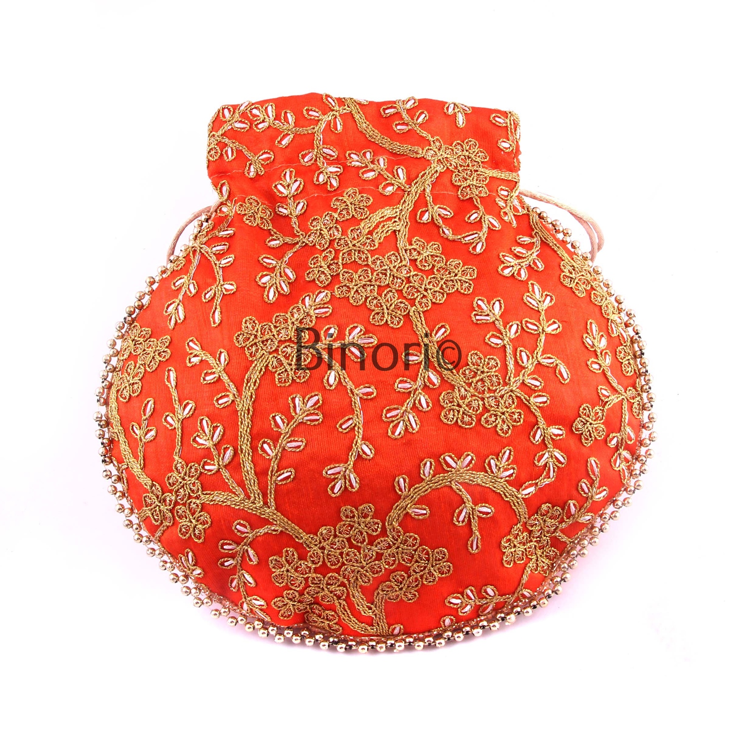 Rajasthani Style Royal Clutch Silk Batwa Bag Wristlets Ethnic Potli for Women's Zari Work Bridal
