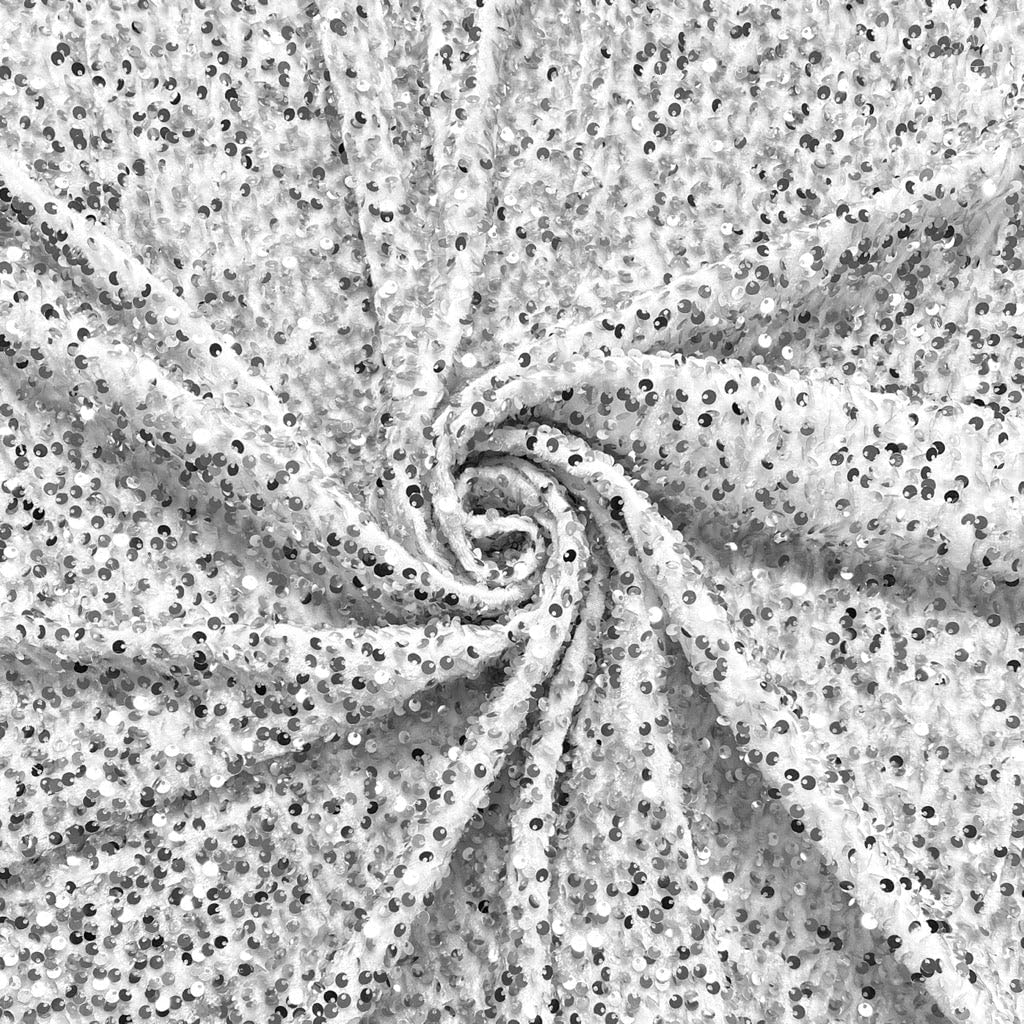 White Velvet Sequin Fabric