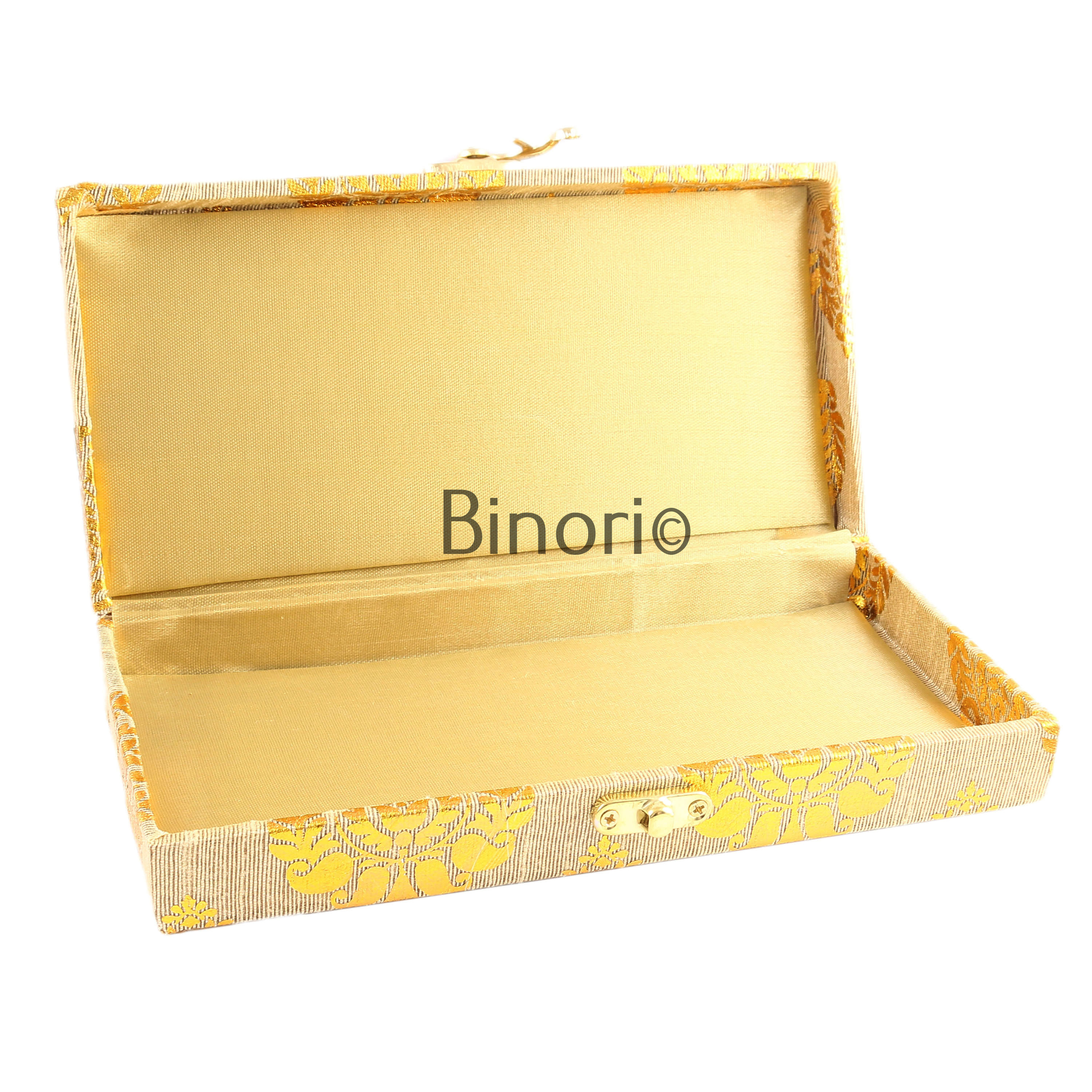 Silk and Wooden Shagun Cash Box for Gifting of Multiple Occasions