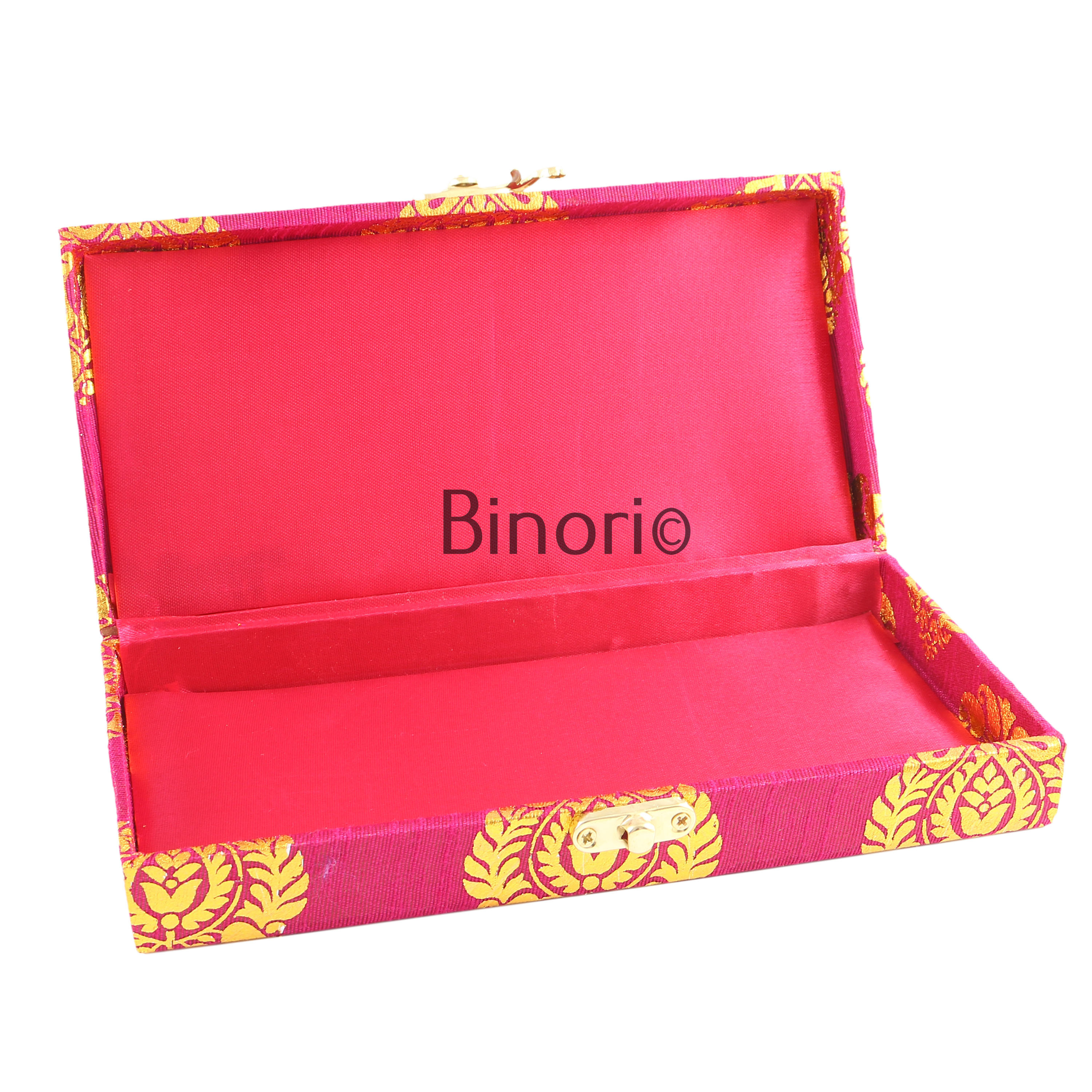 Silk and Wooden Shagun Cash Box for Gifting of Multiple Occasions