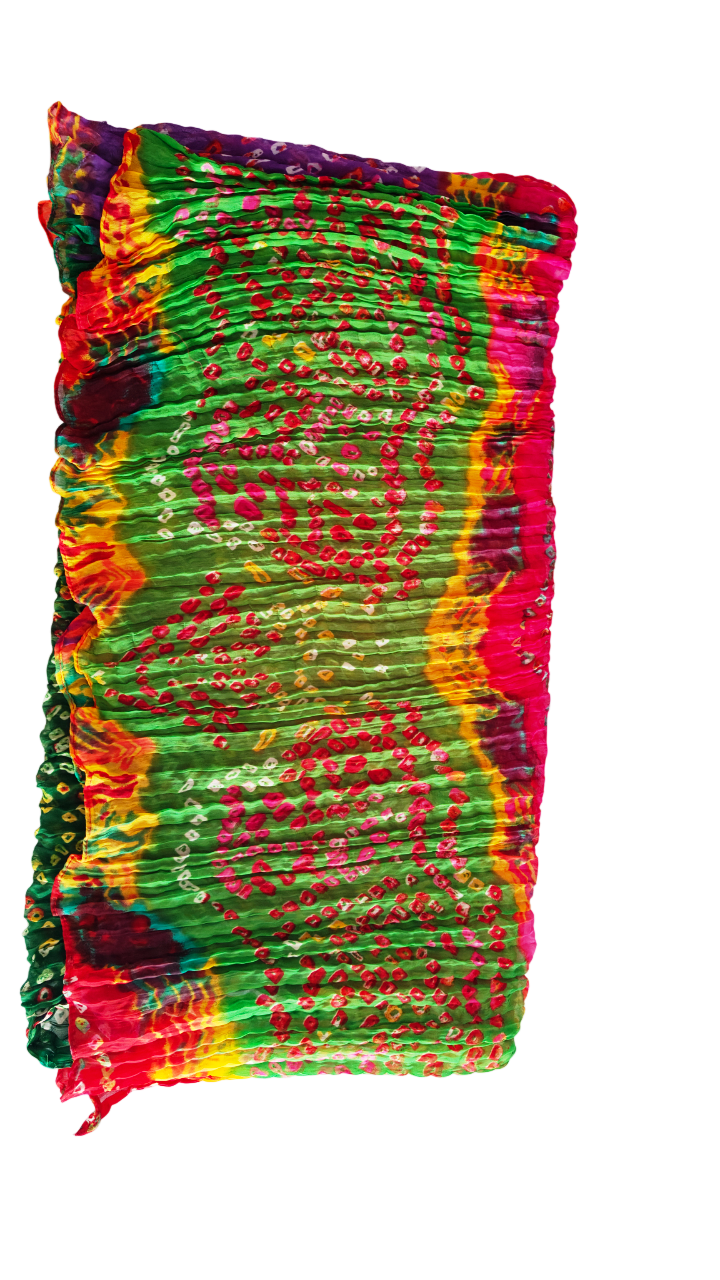 Multicoloured Tie Dye Pachranga Dupatta, Traditional Bandhani Print Scarf, Wedding Dupatta,Welcome dupatta