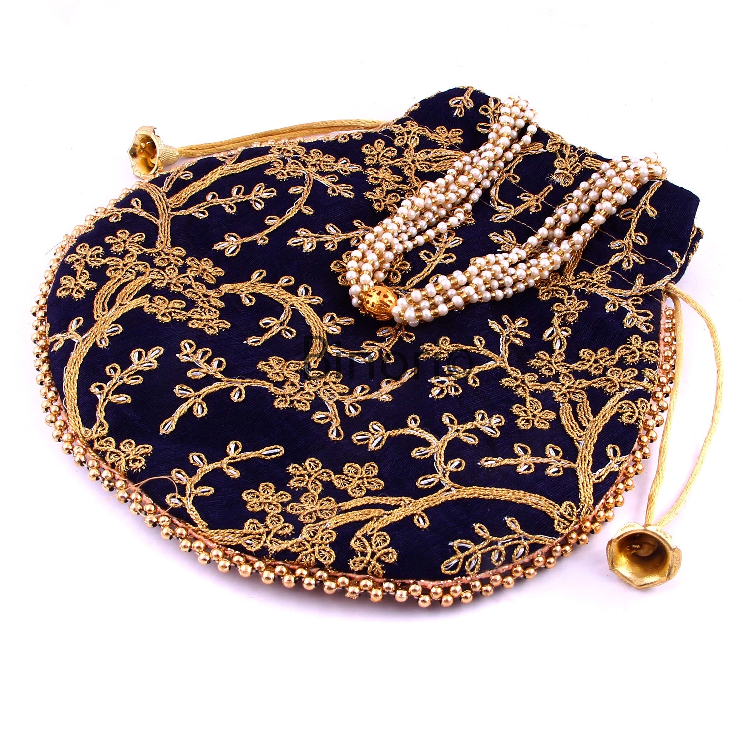 Rajasthani Style Royal Clutch Silk Batwa Bag Wristlets Ethnic Potli for Women's Zari Work Bridal