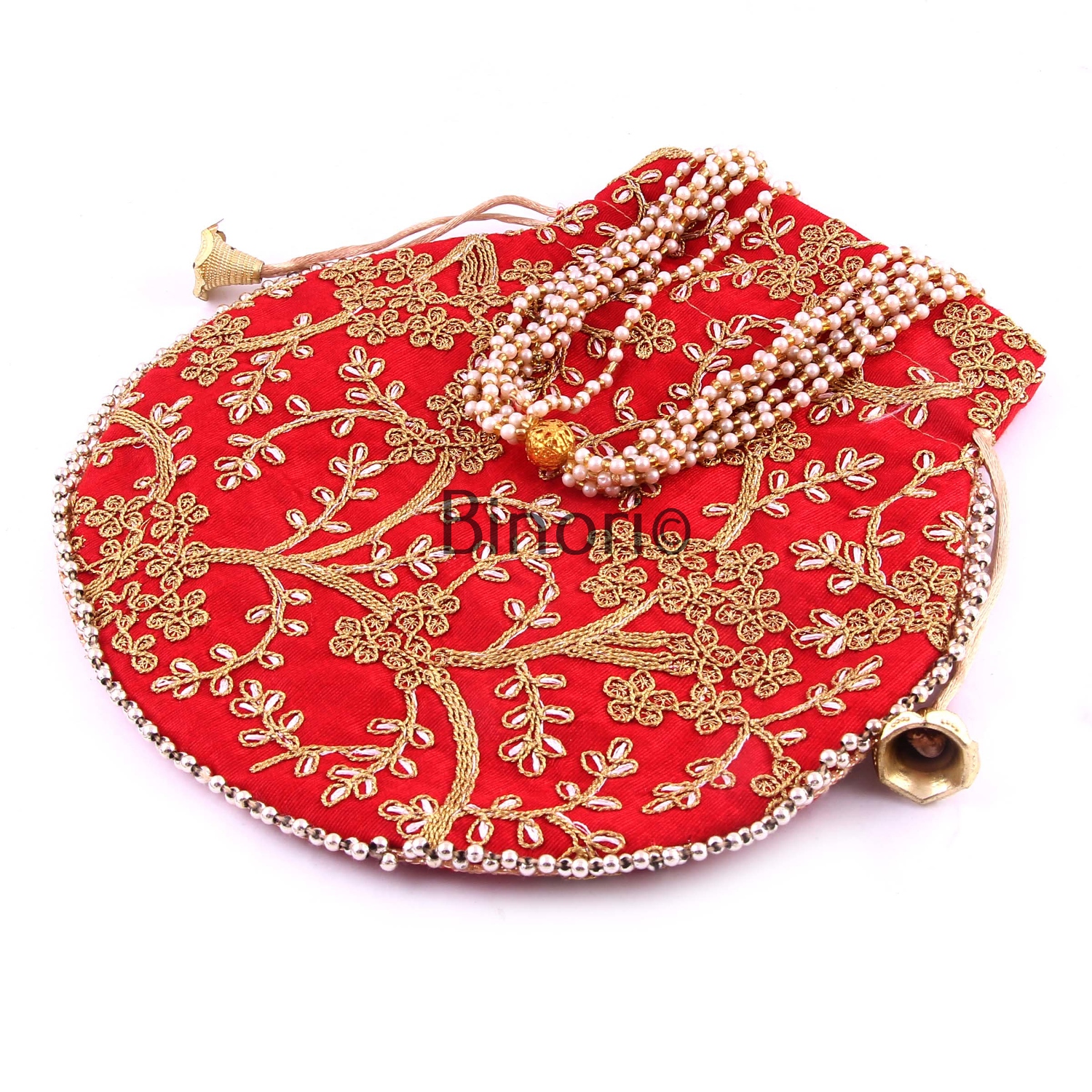 Rajasthani Style Royal Clutch Silk Batwa Bag Wristlets Ethnic Potli for Women's Zari Work Bridal