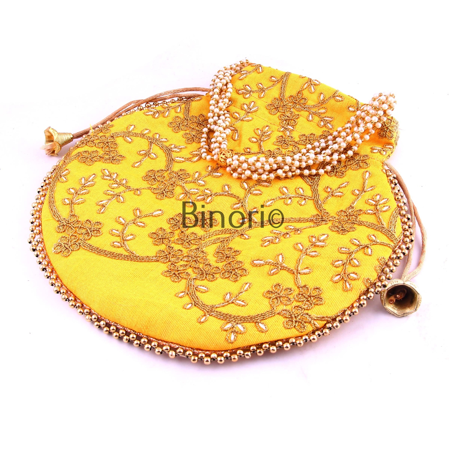 Rajasthani Style Royal Clutch Silk Batwa Bag Wristlets Ethnic Potli for Women's Zari Work Bridal