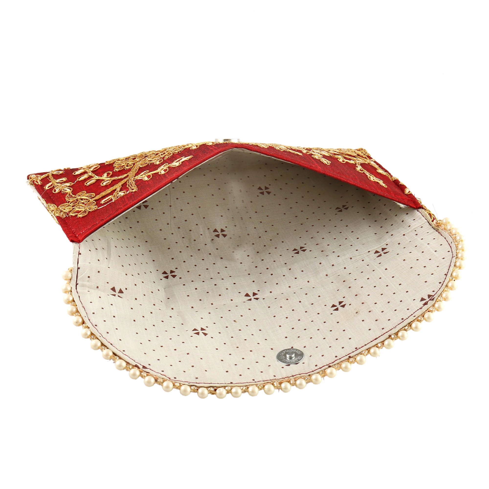 Embroidered Red Clutch