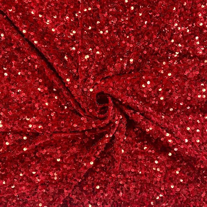 Red Velvet Sequin Fabric