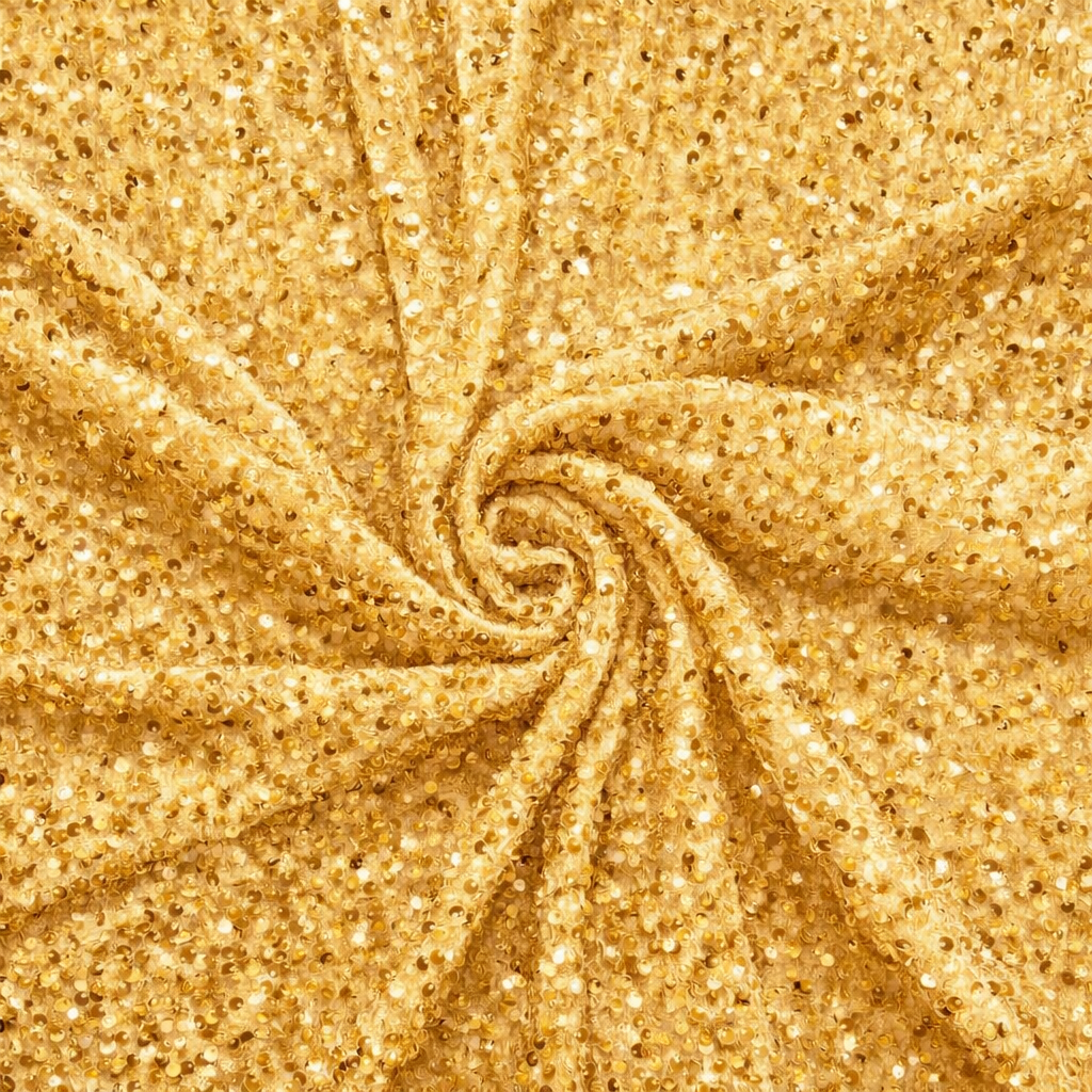 Golden  Velvet Sequin Fabric