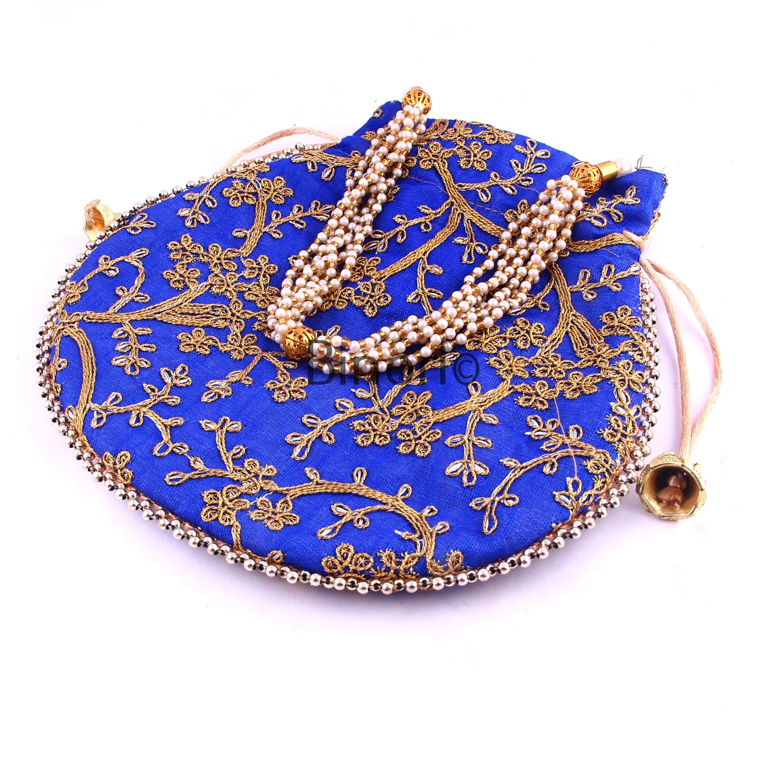 Rajasthani Style Royal Clutch Silk Batwa Bag Wristlets Ethnic Potli for Women's Zari Work Bridal