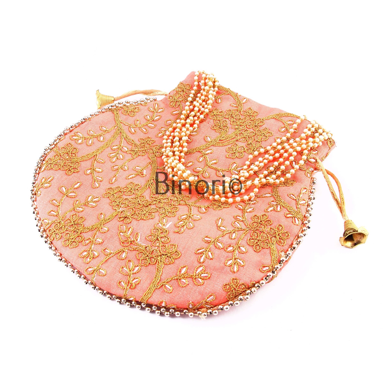 Rajasthani Style Royal Clutch Silk Batwa Bag Wristlets Ethnic Potli for Women's Zari Work Bridal