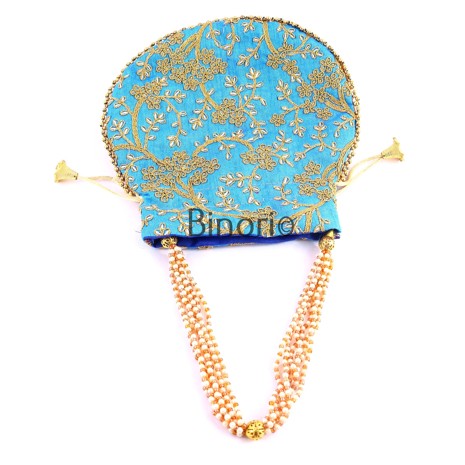 Rajasthani Style Royal Clutch Silk Batwa Bag Wristlets Ethnic Potli for Women's Zari Work Bridal