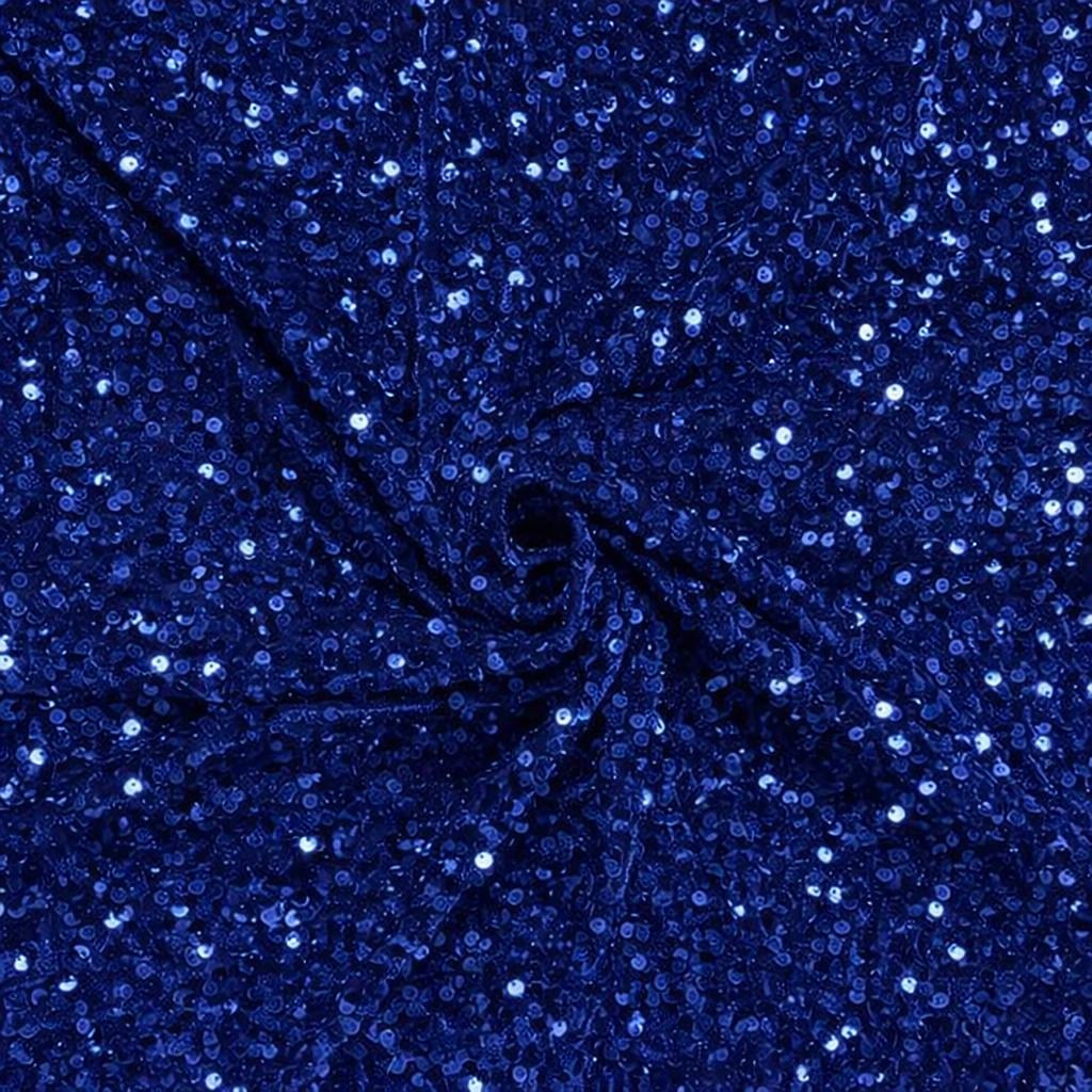 Navy Blue Velvet Sequin Fabric