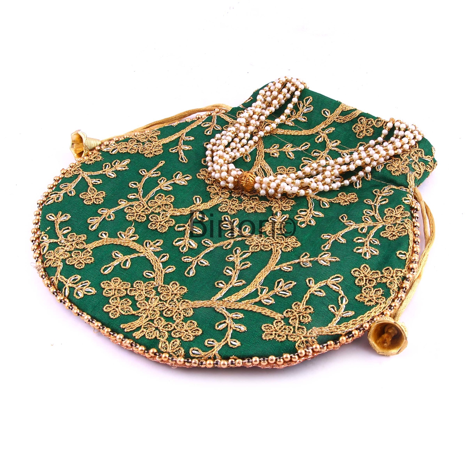 Rajasthani Style Royal Clutch Silk Batwa Bag Wristlets Ethnic Potli for Women's Zari Work Bridal
