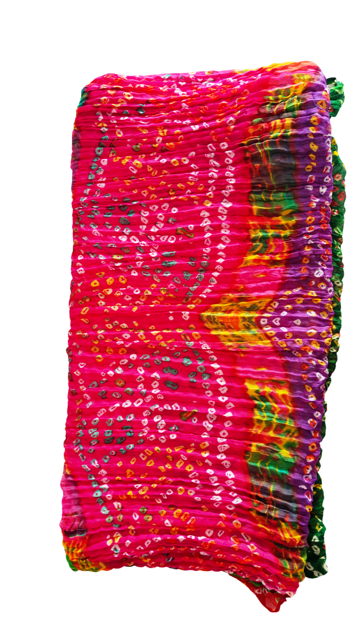 Multicoloured Tie Dye Pachranga Dupatta, Traditional Bandhani Print Scarf, Wedding Dupatta,Welcome dupatta