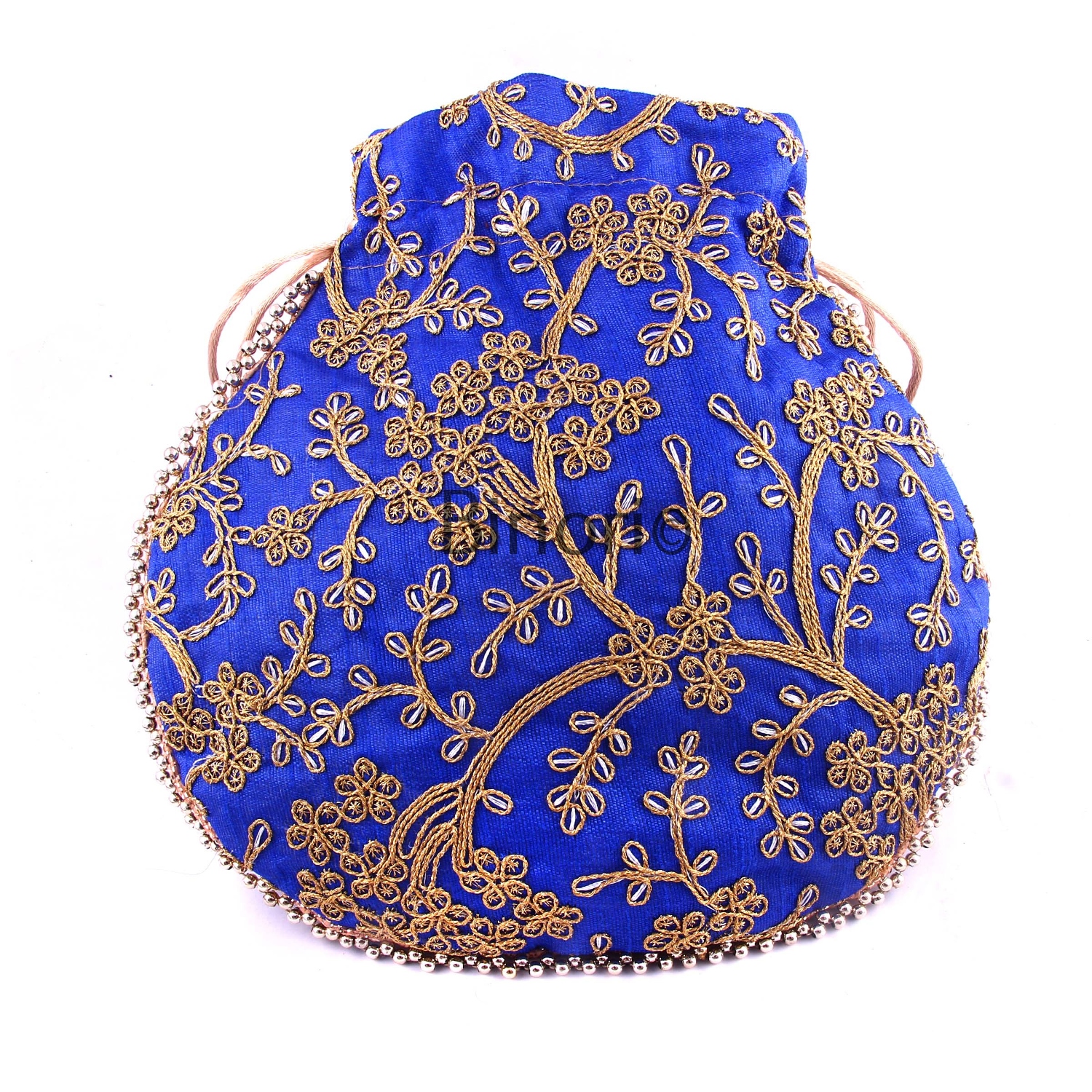 Rajasthani Style Royal Clutch Silk Batwa Bag Wristlets Ethnic Potli for Women's Zari Work Bridal