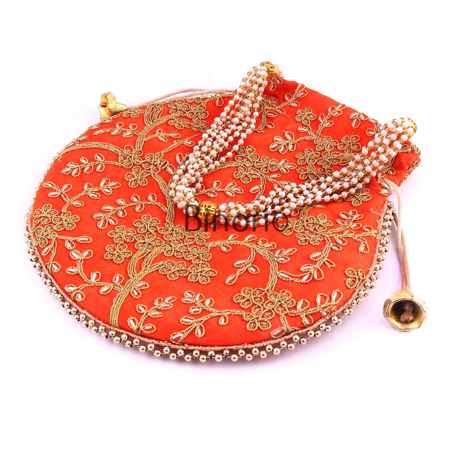 Rajasthani Style Royal Clutch Silk Batwa Bag Wristlets Ethnic Potli for Women's Zari Work Bridal