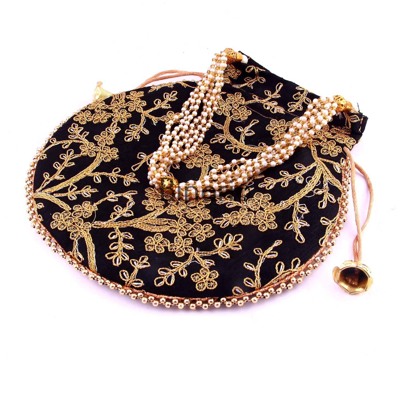 Rajasthani Style Royal Clutch Silk Batwa Bag Wristlets Ethnic Potli for Women's Zari Work Bridal