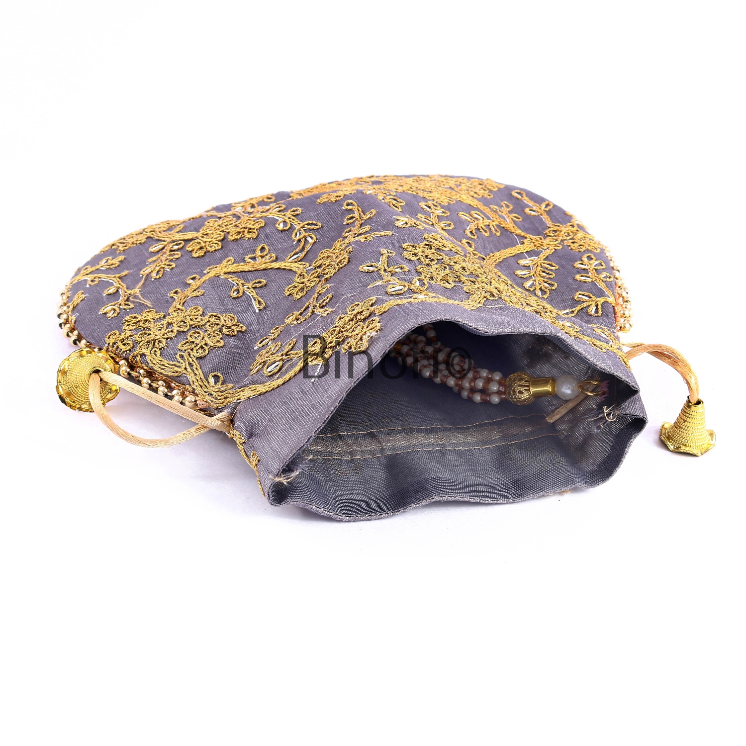 Rajasthani Style Royal Clutch Silk Batwa Bag Wristlets Ethnic Potli for Women's Zari Work Bridal