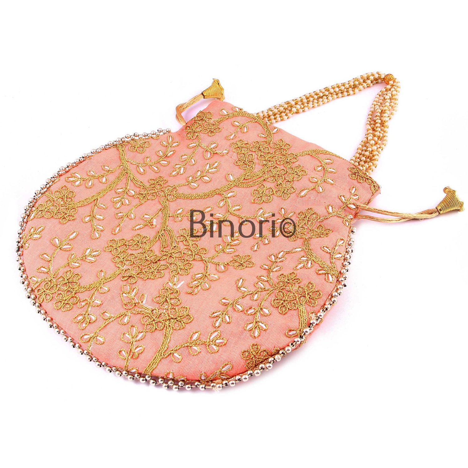 Rajasthani Style Royal Clutch Silk Batwa Bag Wristlets Ethnic Potli for Women's Zari Work Bridal