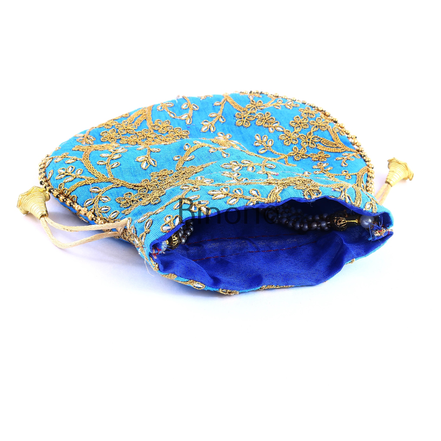 Rajasthani Style Royal Clutch Silk Batwa Bag Wristlets Ethnic Potli for Women's Zari Work Bridal