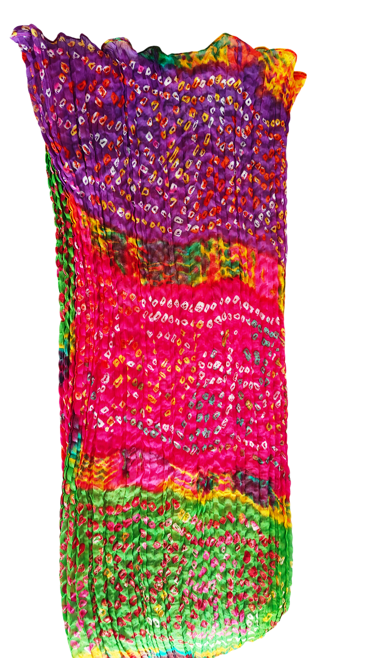 Multicoloured Tie Dye Pachranga Dupatta, Traditional Bandhani Print Scarf, Wedding Dupatta,Welcome dupatta