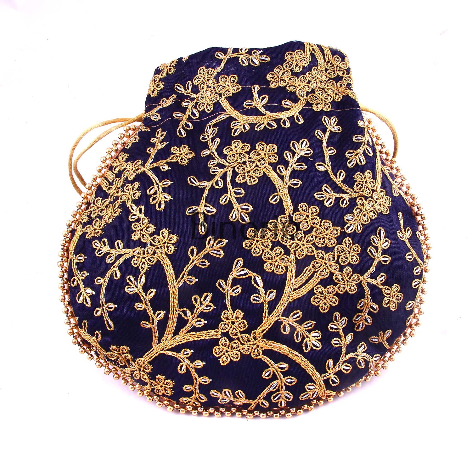 Rajasthani Style Royal Clutch Silk Batwa Bag Wristlets Ethnic Potli for Women's Zari Work Bridal