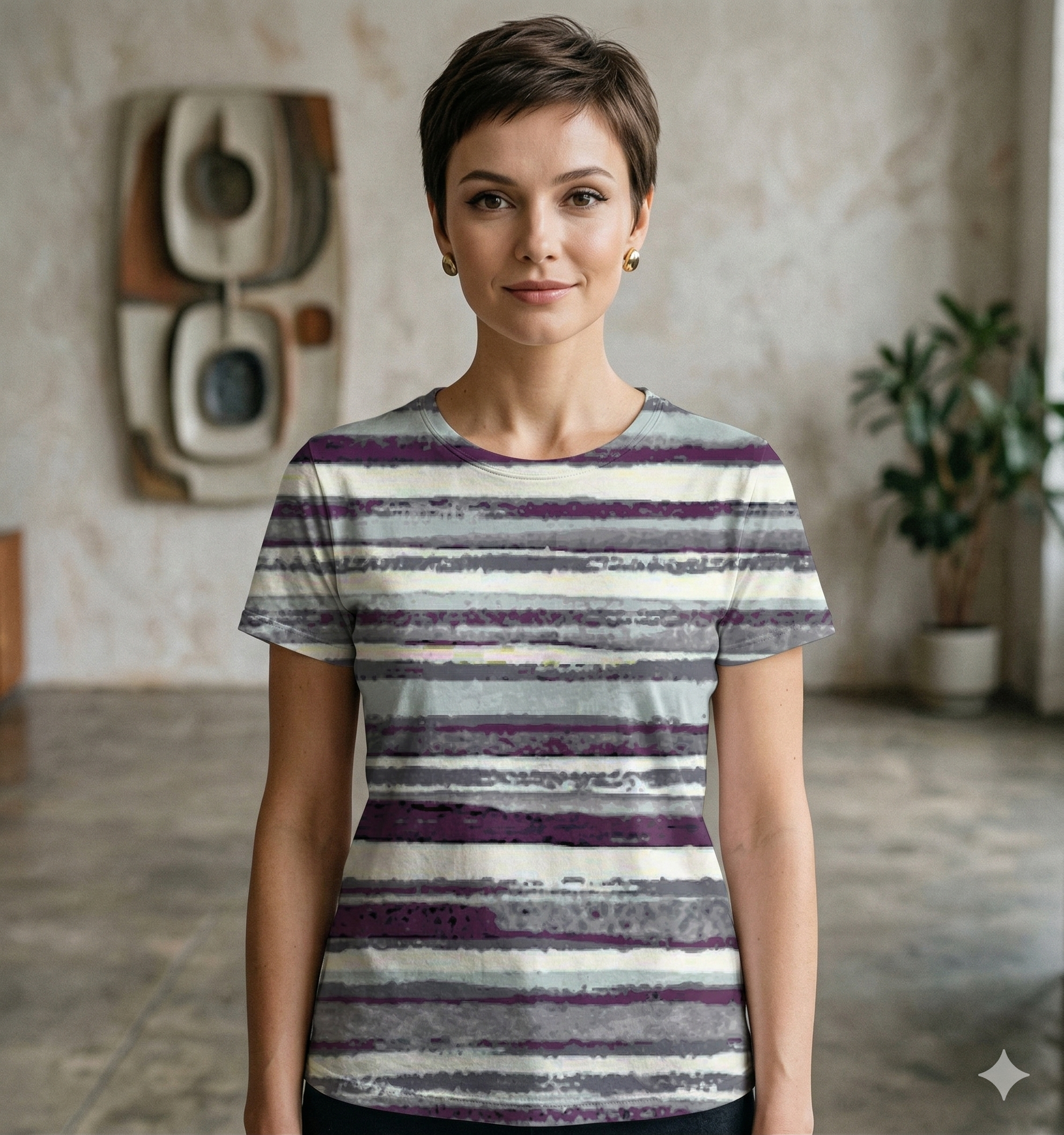 The Amethyst Ash Horizontal Leheriya Tee