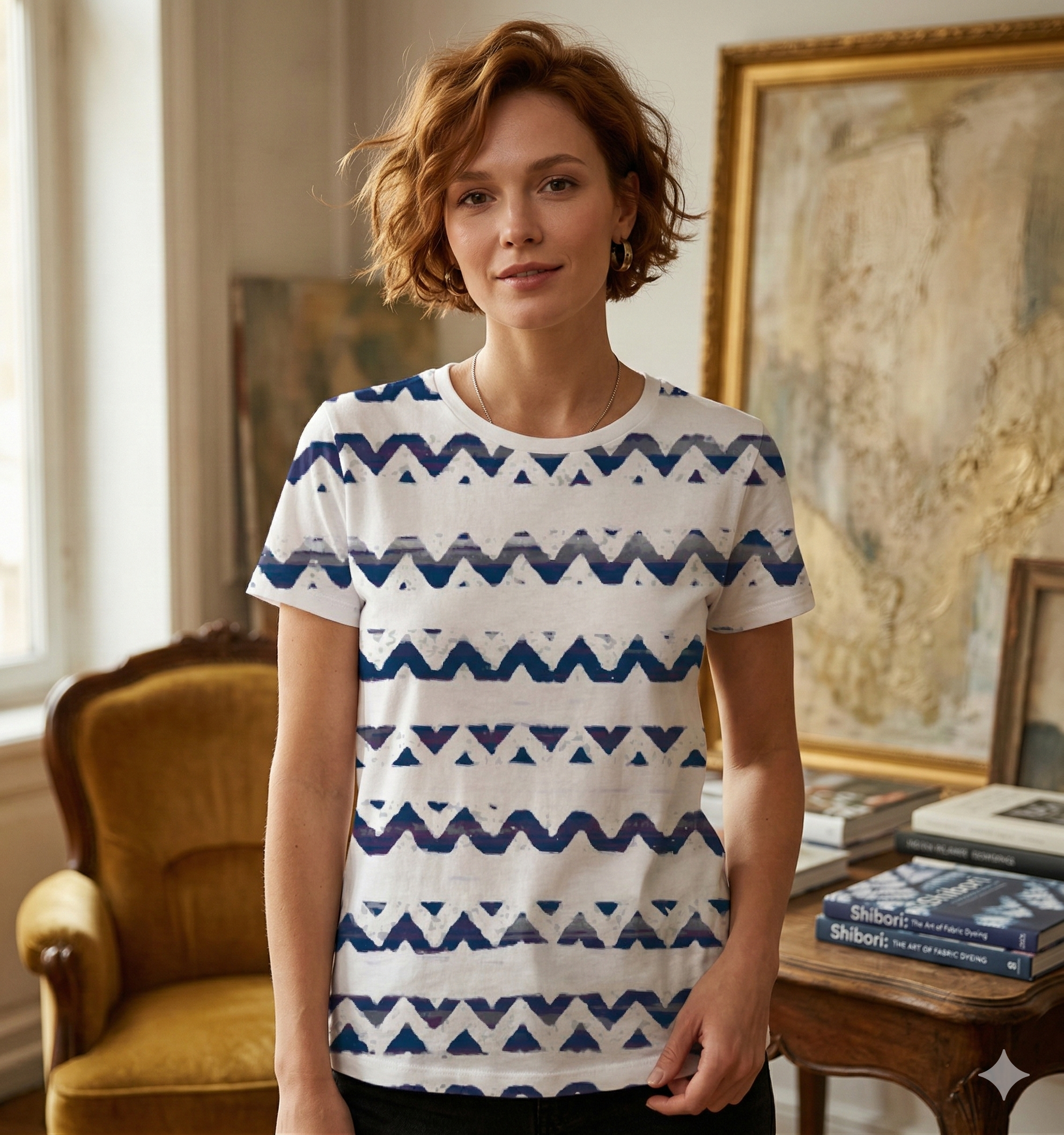 The Indigo Mosaic Chevron Tee