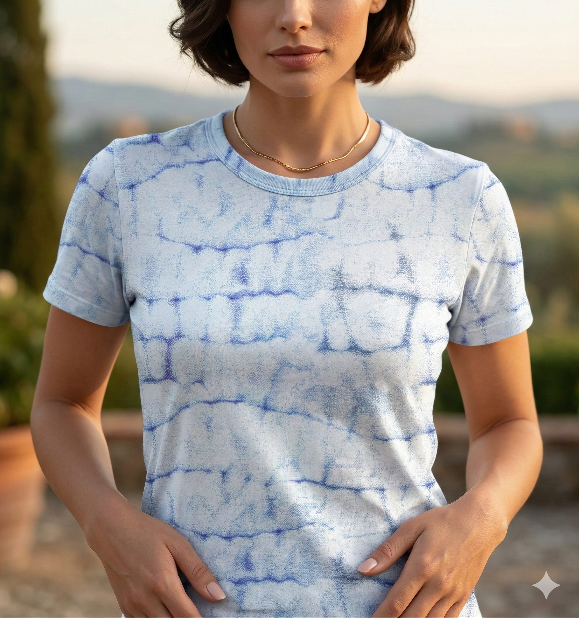 The Indigo Reef Horizontal Shibori Tee