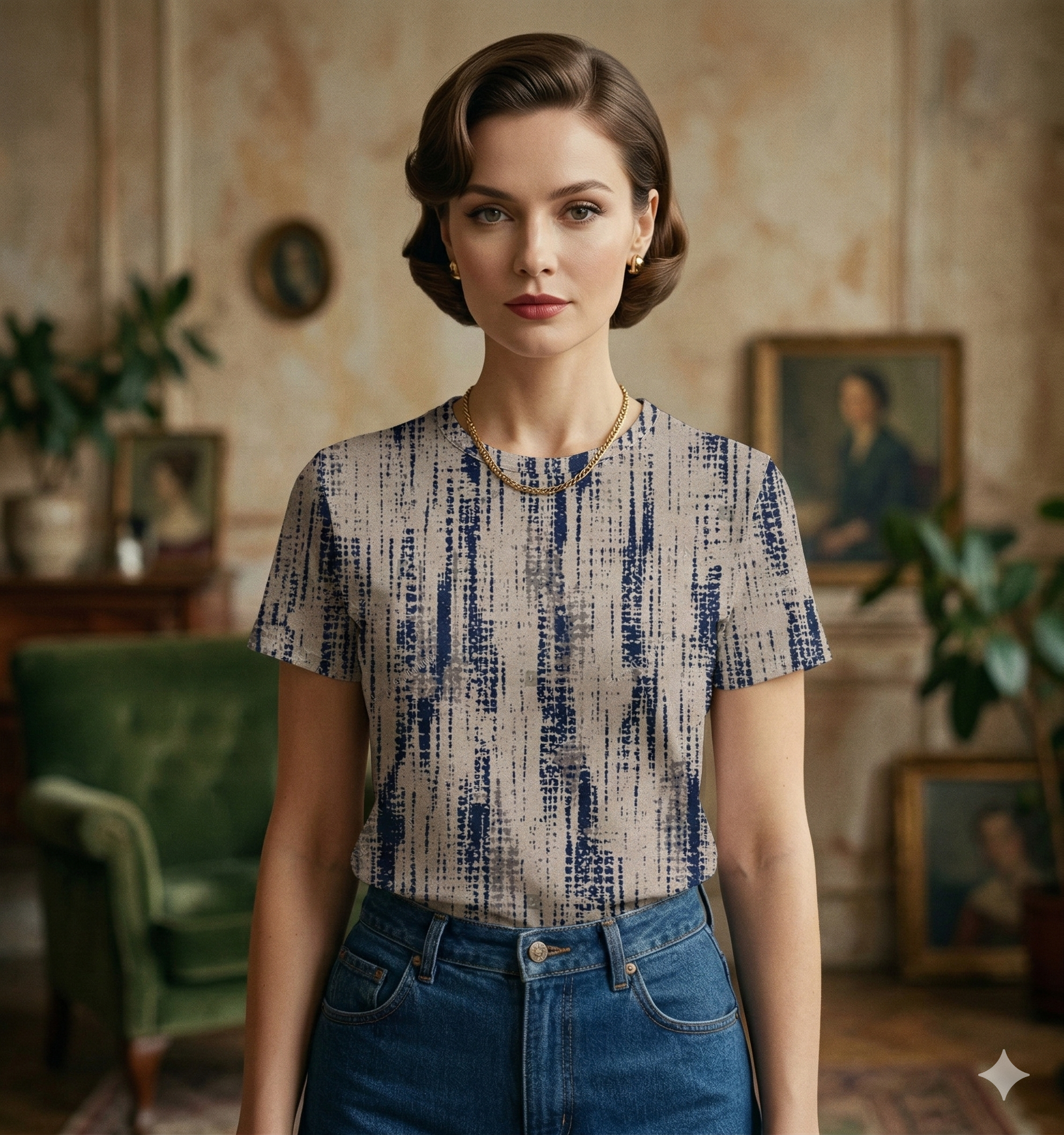 Indigo Shibori Tie-Dye Abstract Tee