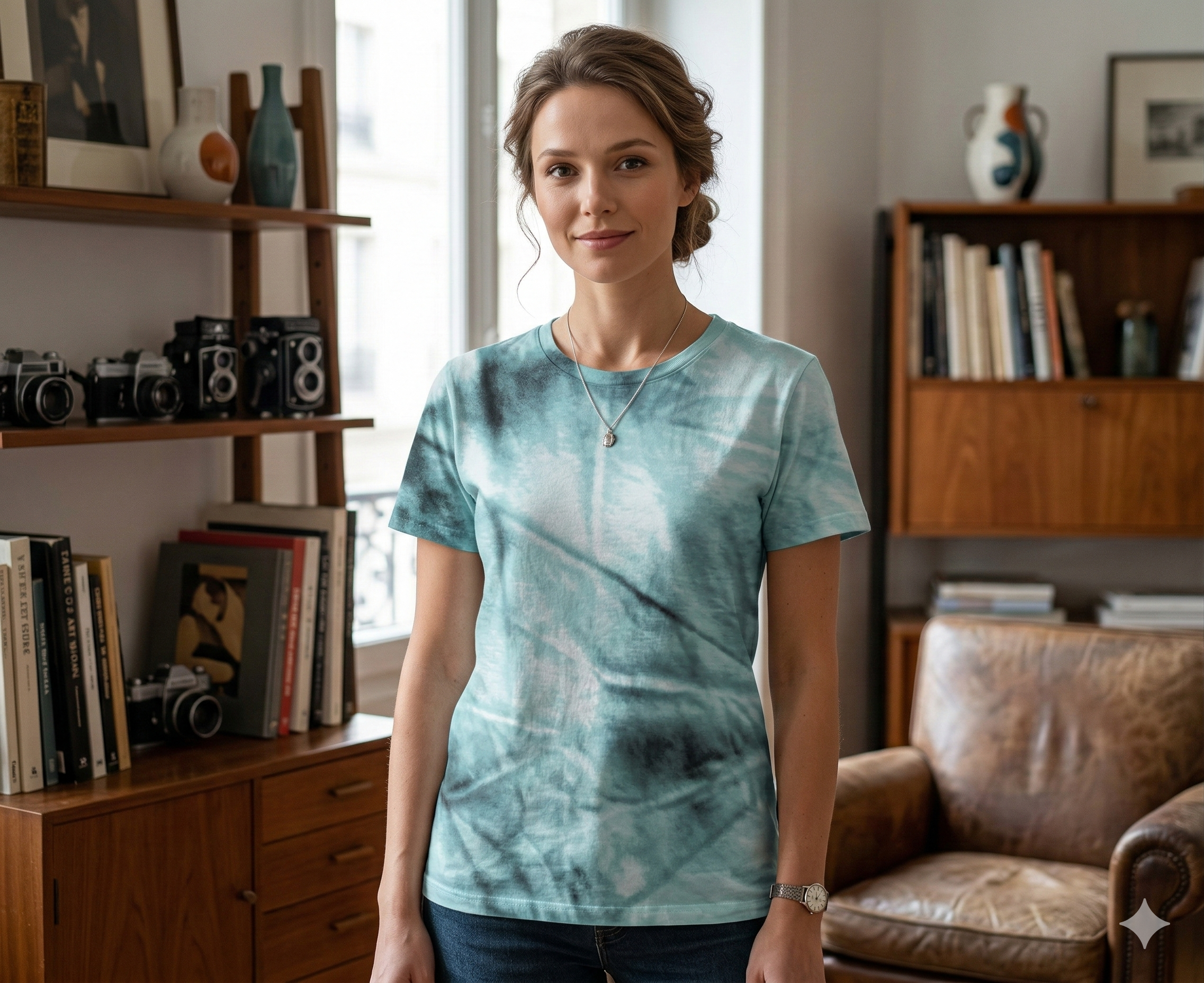 The Teal Nebula Crinkle Tie-Dye Tee