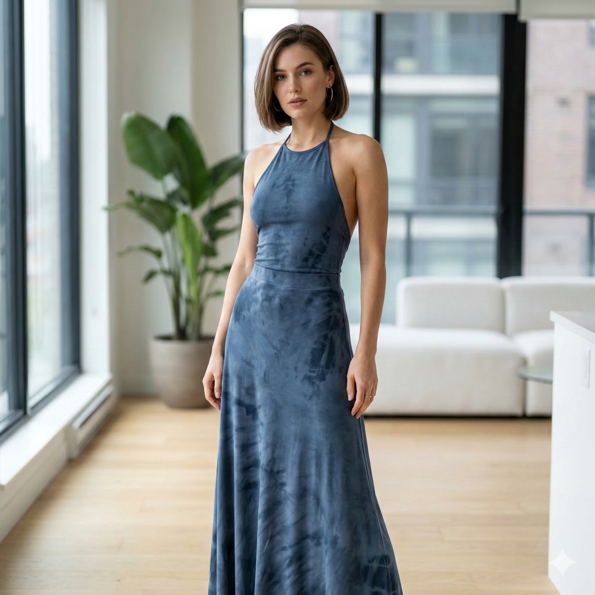 Navy Halter Maxi Dress