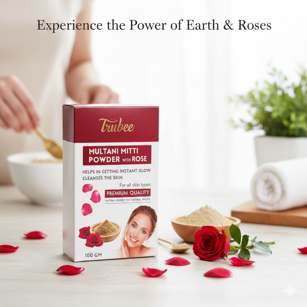 TRUBEE Multani Mitti Powder with Rose - 100grams