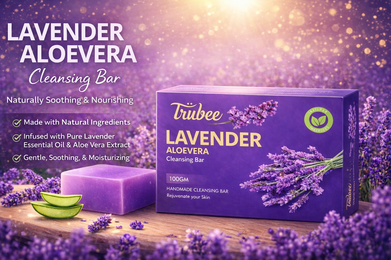 TRUBEE Lavender Glycerin Soap - 100grams