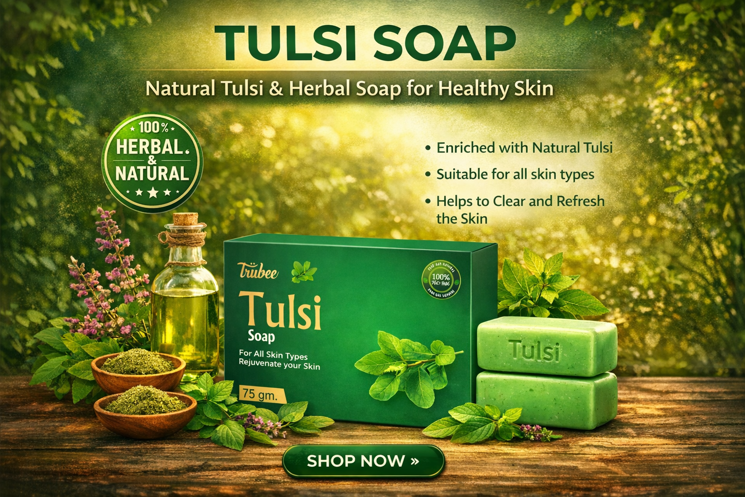 TRUBEE Tulsi soap - 75grams