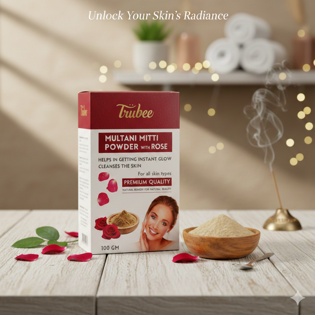 TRUBEE Multani Mitti Powder with Rose - 100grams