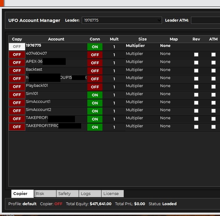 UFO Account Manager For NinjaTrader 8 ( Trade Copier + Accounts and Prop Management Dashboard + Risk Manager)